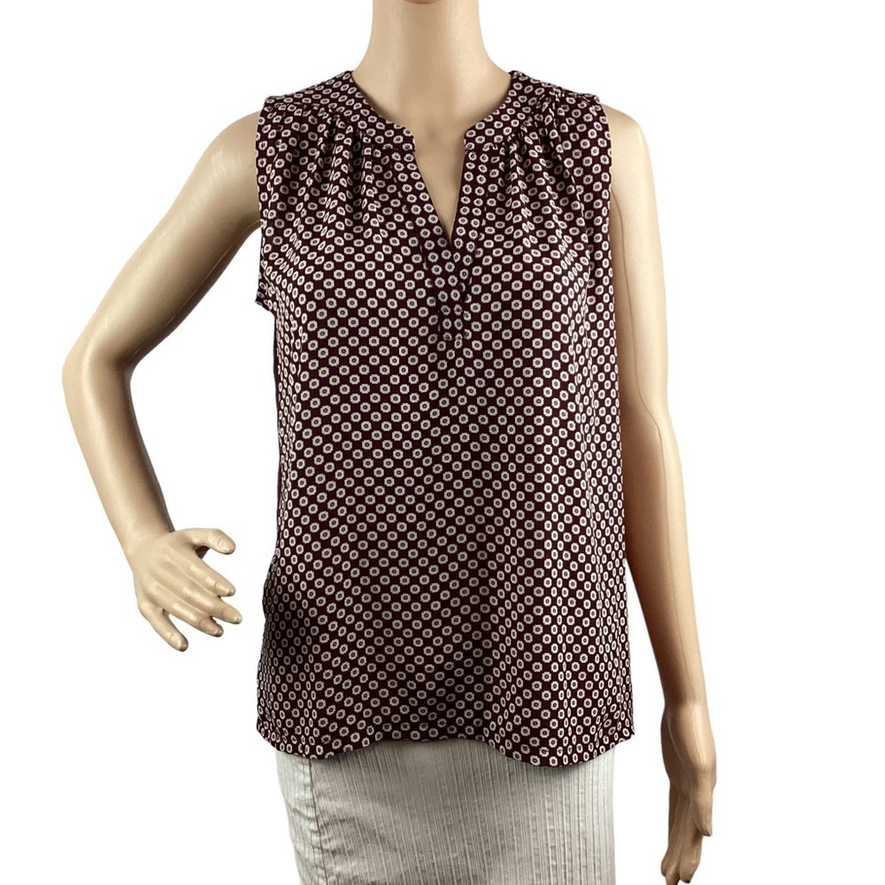 LOFT Top Size XS Dark Red Print Sleeveless